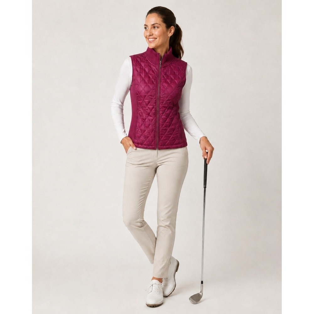 PrAna‎ Breathe Vest Womens Small Pink Purple Quilted Fleece Lined